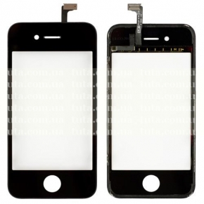 Сенсорный экран (тачскрин) для Apple Iphone 4 с рамкой, черный